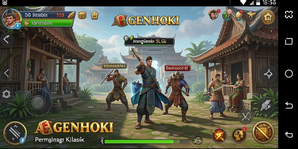 Screenshot gameplay AGENHOKI menampilkan pertempuran strategi epik.