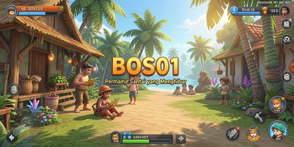 Screenshot gameplay BOS01 memperlihatkan suasana seru dan penuh warna.