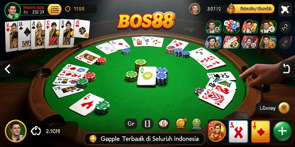 Screenshot BOS88 menampilkan panorama permainan Gaple yang seru.