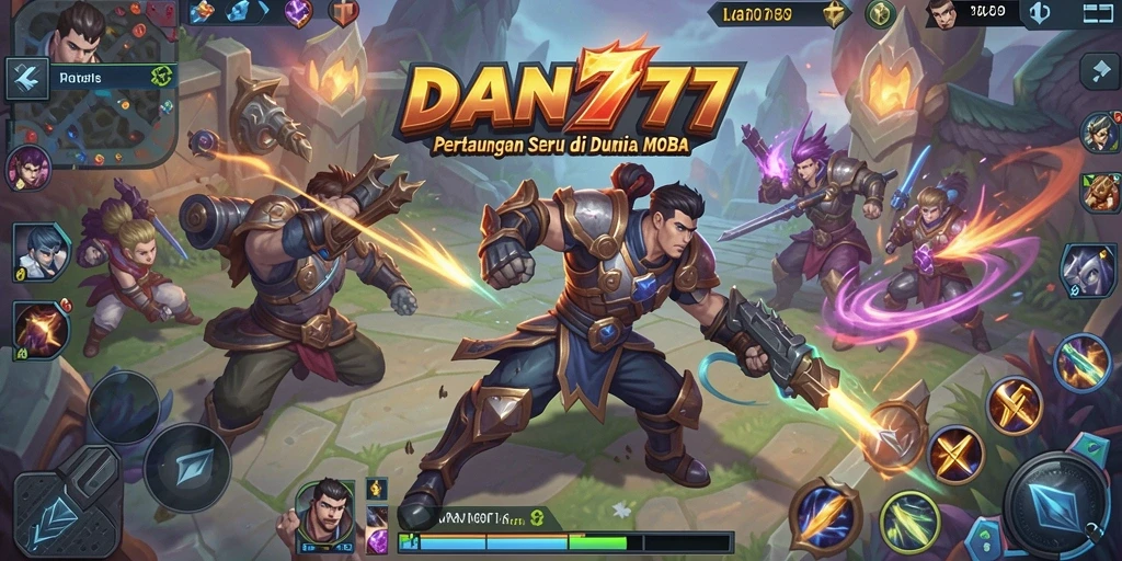 Screenshot gameplay <strong>DAN777</strong> menunjukkan aksi pertarungan yang intens di arena.
