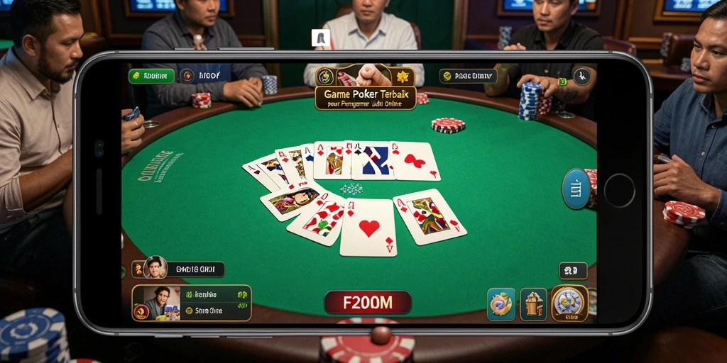 Tampilan gameplay seru di F200M dengan suasana Poker yang menarik.