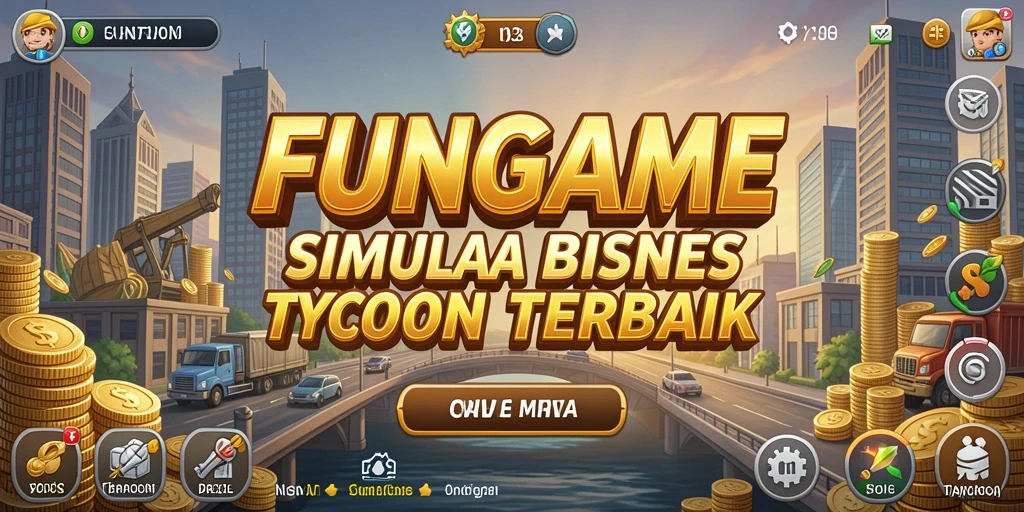 Screenshot dari gameplay <strong>FUNGAME</strong> yang menunjukkan manajemen bisnis Tycoon.