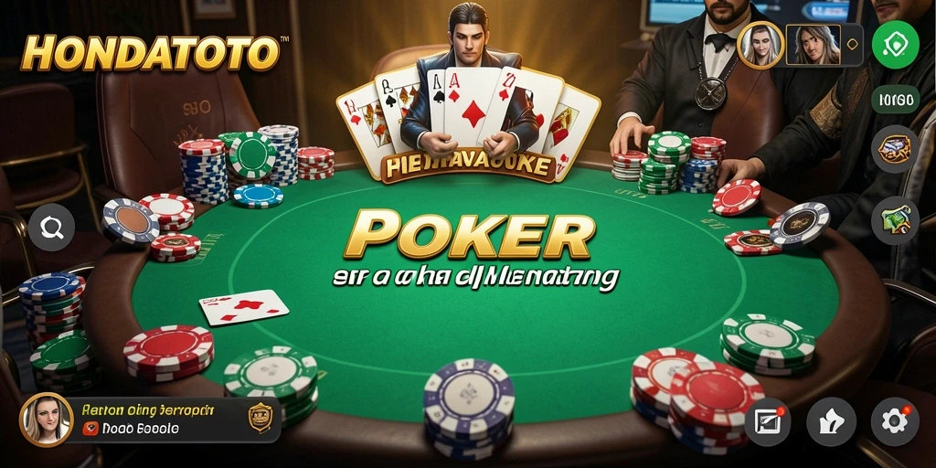 Screenshot gameplay <strong>HONDATOTO</strong> menampilkan aksi poker yang mendebarkan.