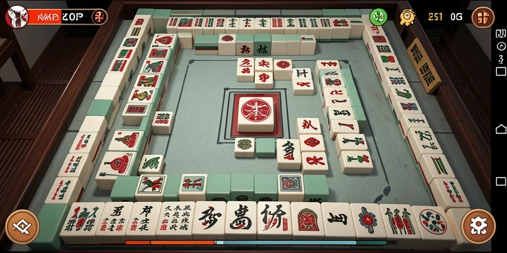 Screenshot gameplay KAKRP menunjukkan suasana permainan Mahjong yang seru.