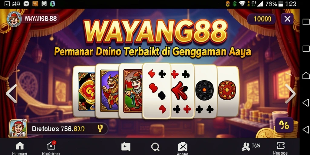 Screenshot utama WAYANG88 menampilkan gameplay Domino yang seru dan interaktif.
